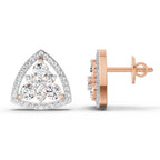 0.77 Carat Round Triangle Halo Stud Earrings 14K - Rose Gold