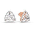 0.77 Carat Round Triangle Halo Stud Earrings 14K - Rose Gold
