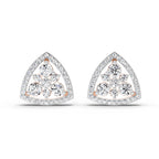 0.77 Carat Round Triangle Halo Stud Earrings 14K - Rose Gold