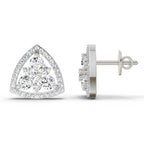 0.77 Carat Round Triangle Halo Stud Earrings 14K - White Gold