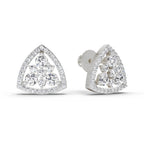 0.77 Carat Round Triangle Halo Stud Earrings 14K - White Gold