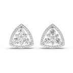 0.77 Carat Round Triangle Halo Stud Earrings 14K - White Gold