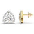 0.77 Carat Round Triangle Halo Stud Earrings 14K