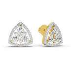 0.77 Carat Round Triangle Halo Stud Earrings 14K