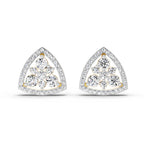 0.77 Carat Round Triangle Halo Stud Earrings 14K
