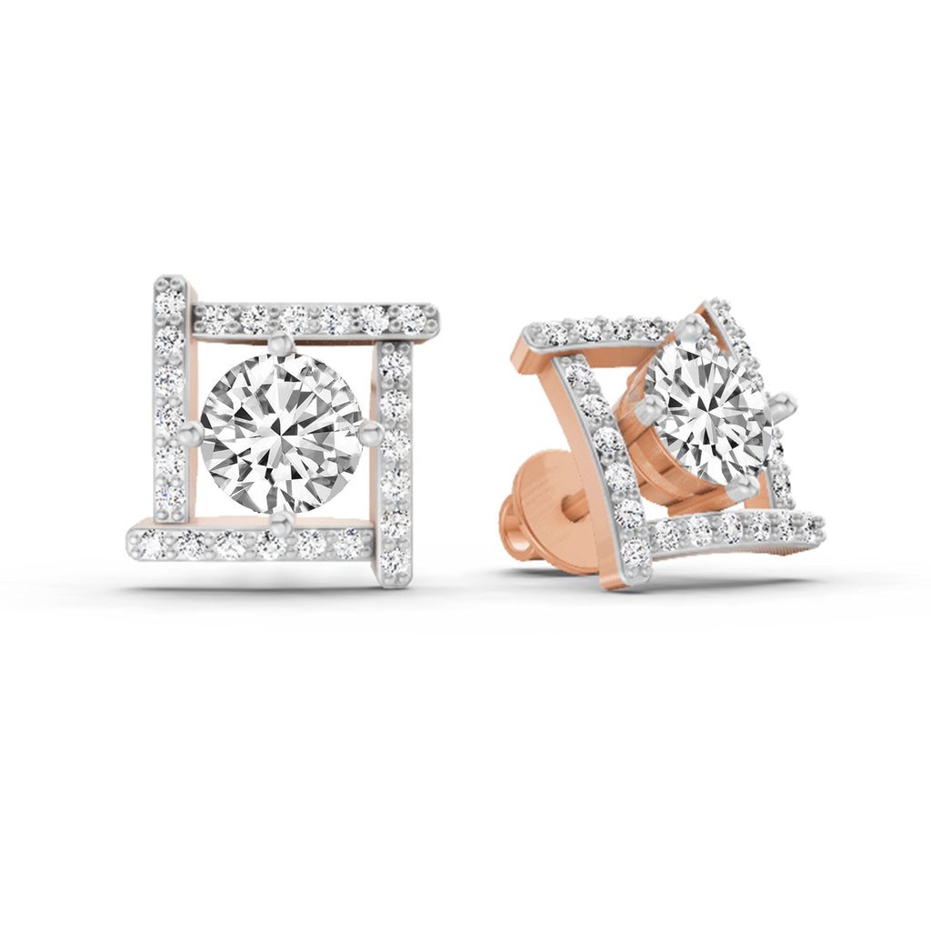 1.98 Carat Round Halo Earrings 14K - Rose Gold
