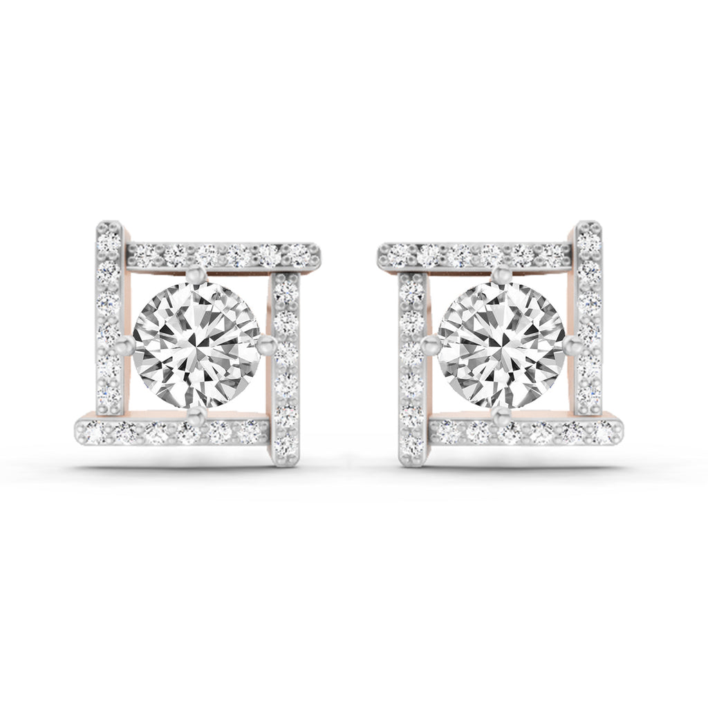 1.98 Carat Round Halo Earrings 14K - Rose Gold