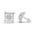 1.98 Carat Round Halo Earrings 14K - White Gold