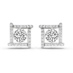 1.98 Carat Round Halo Earrings 14K - White Gold