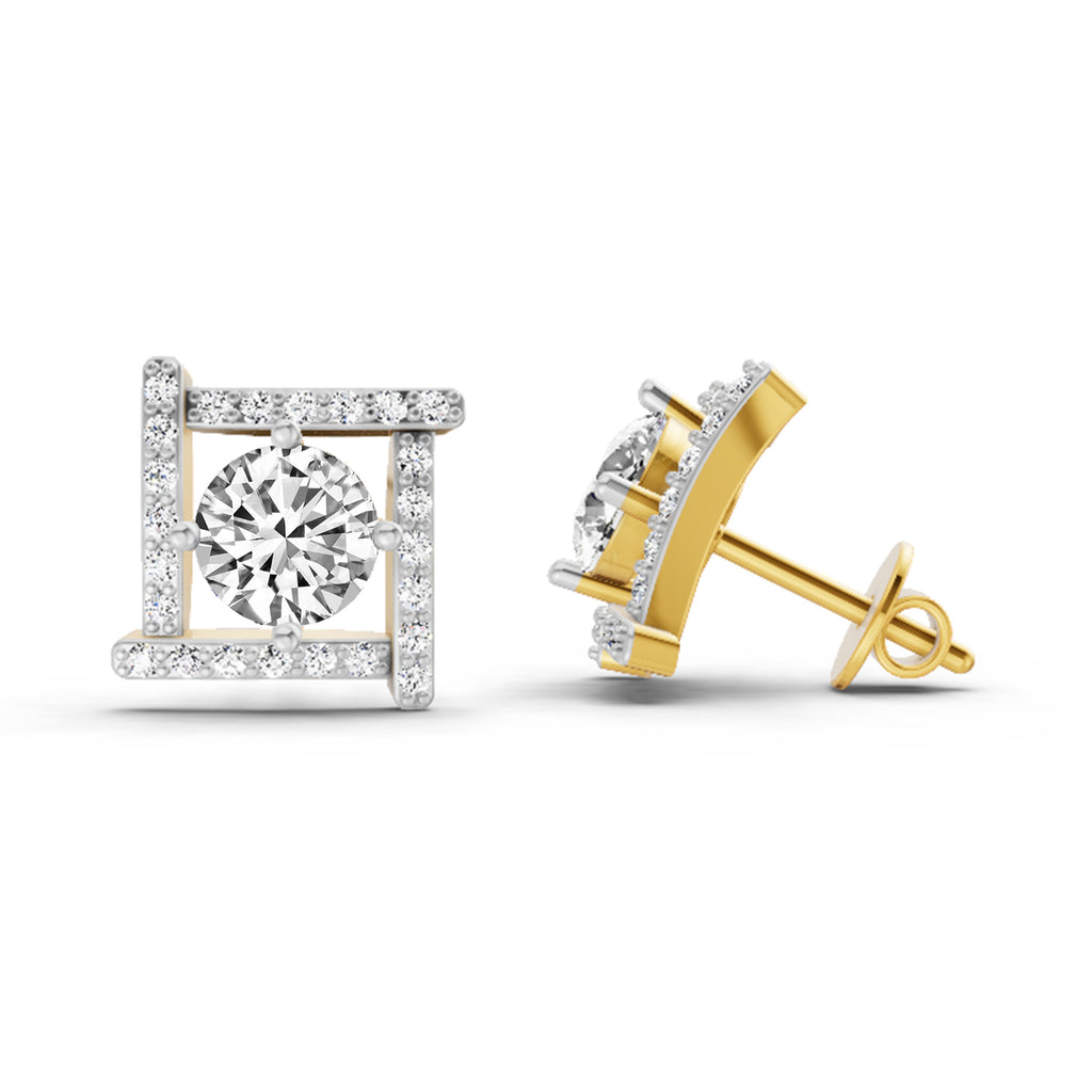 1.98 Carat Round Halo Earrings 14K
