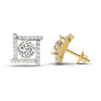1.98 Carat Round Halo Earrings 14K