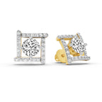 1.98 Carat Round Halo Earrings 14K