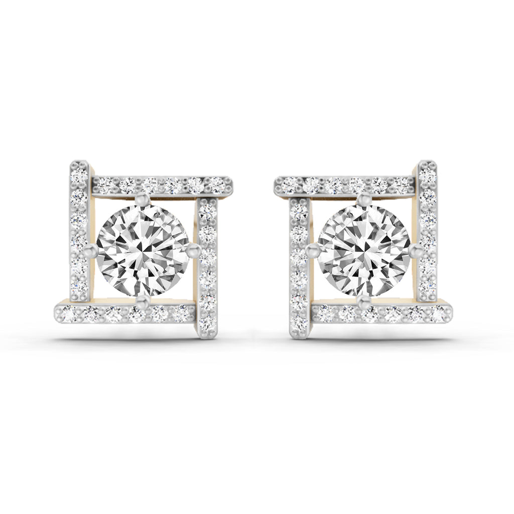 1.98 Carat Round Halo Earrings 14K