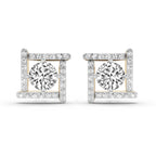 1.98 Carat Round Halo Earrings 14K