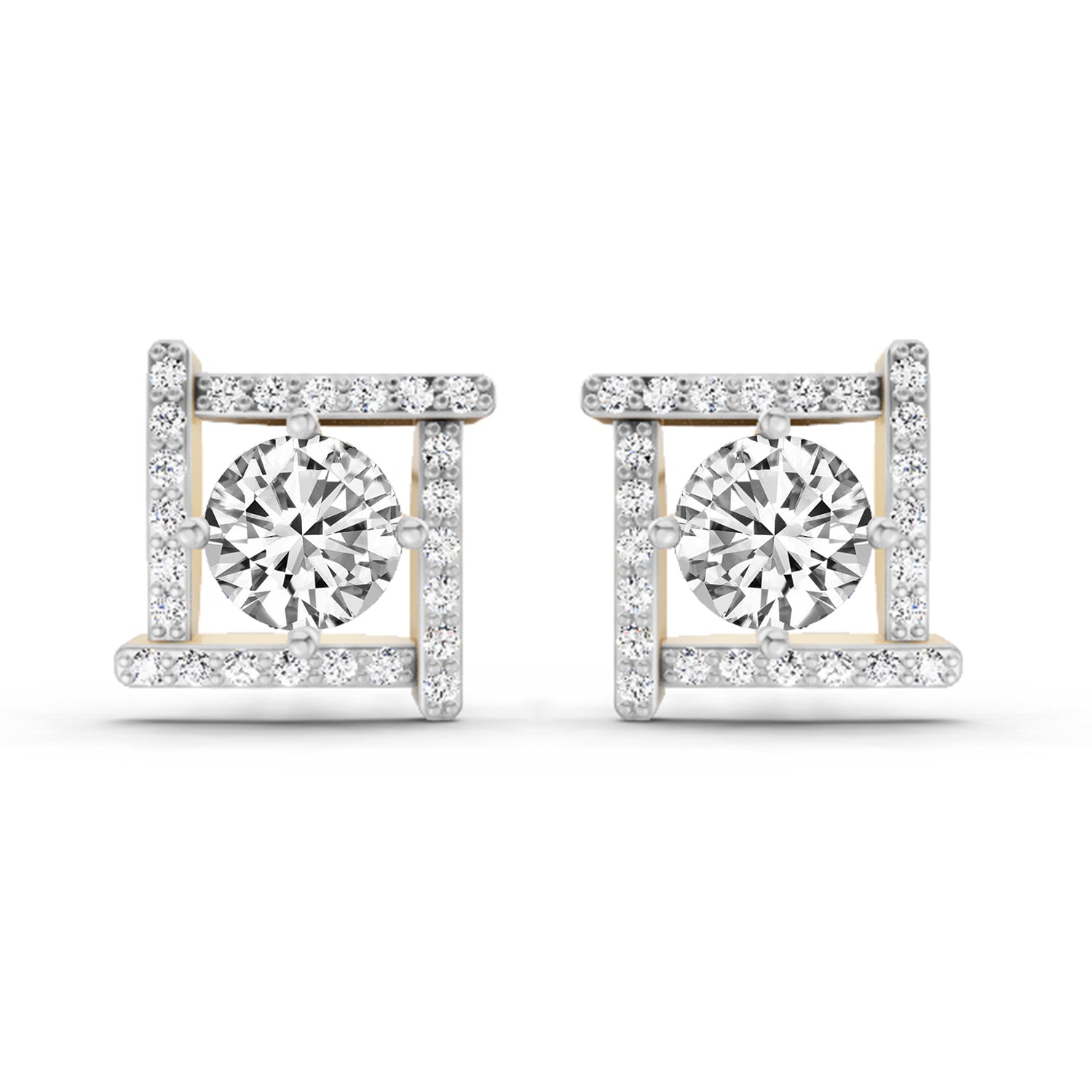 1.98 Carat Round Halo Earrings 14K