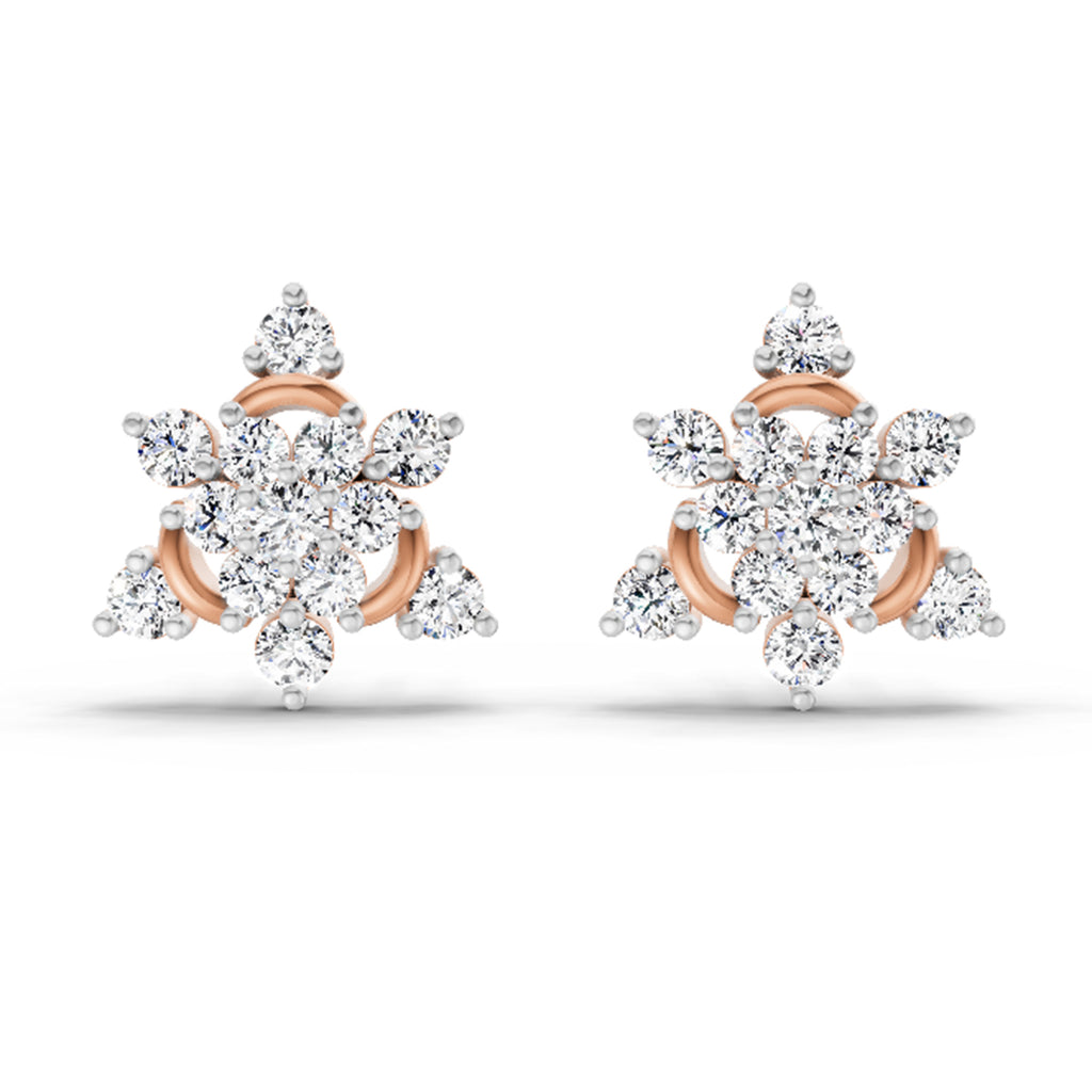 1.17 Carat Round Flower Earrings 14K - Rose Gold