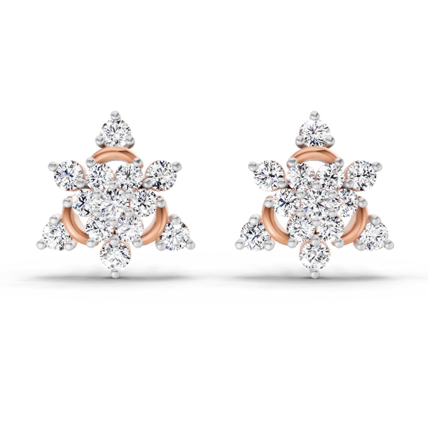 1.17 Carat Round Flower Earrings 14K - Rose Gold