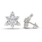 1.17 Carat Round Flower Earrings 14K - White Gold