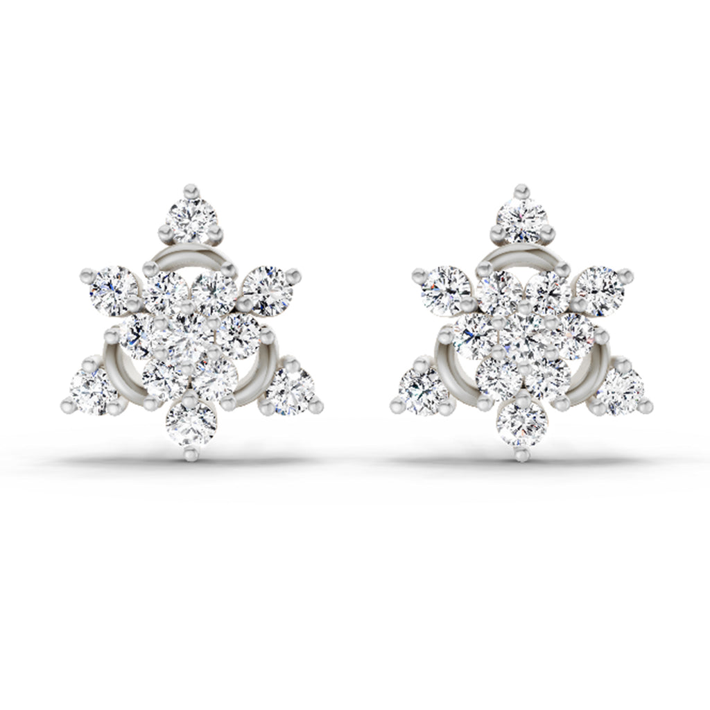 1.17 Carat Round Flower Earrings 14K - White Gold