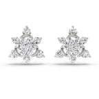 1.17 Carat Round Flower Earrings 14K - White Gold