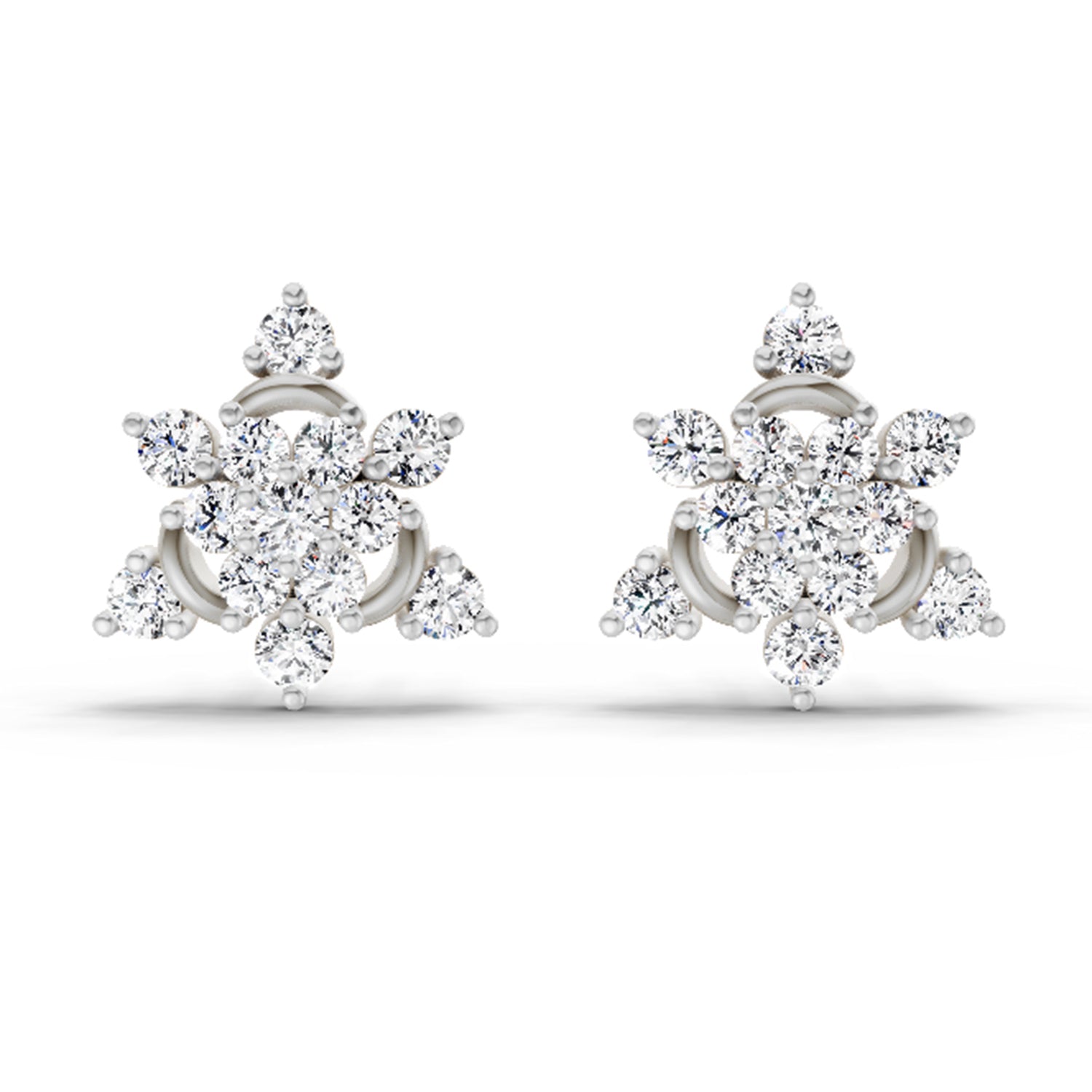 1.17 Carat Round Flower Earrings 14K - White Gold