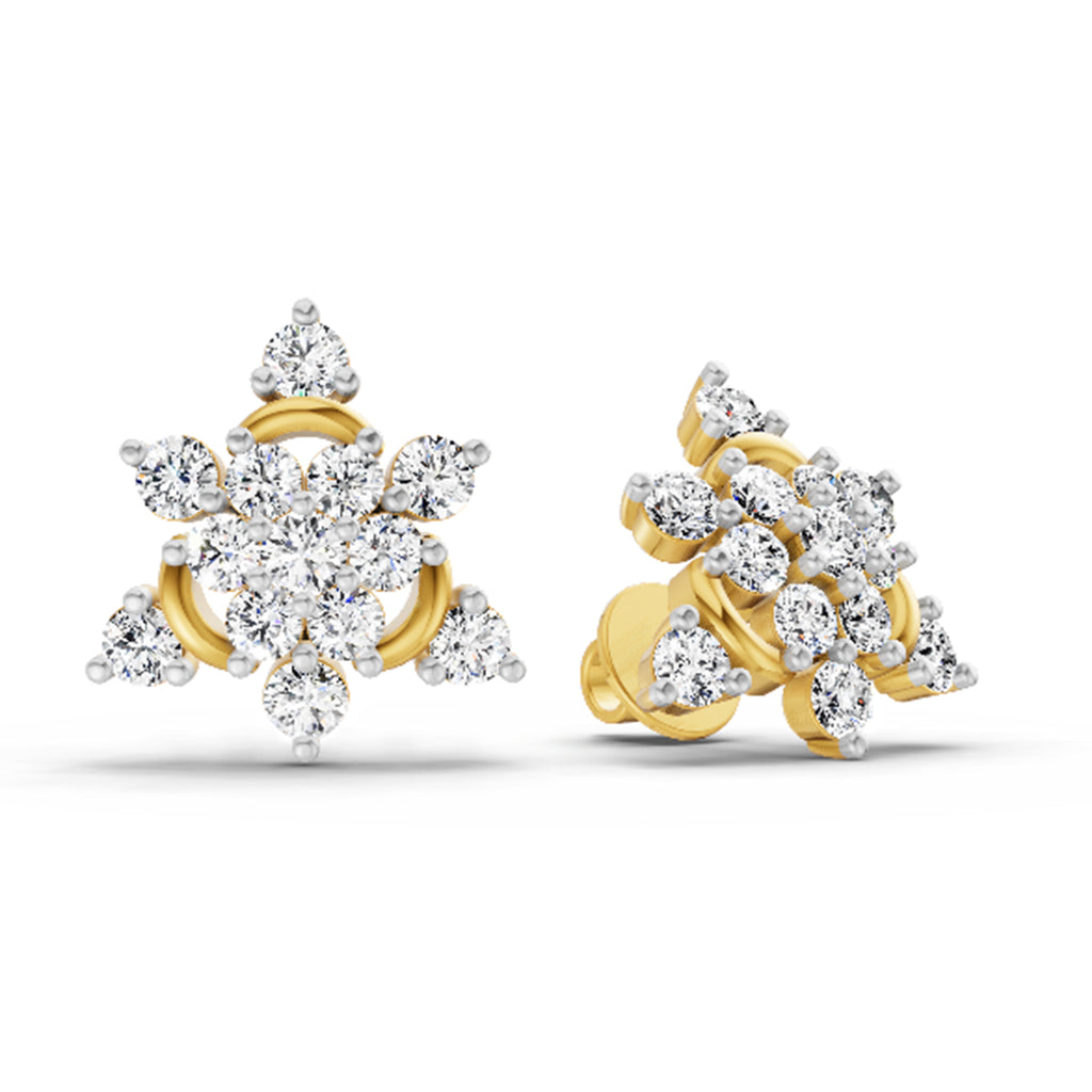 1.17 Carat Round Flower Earrings 14K