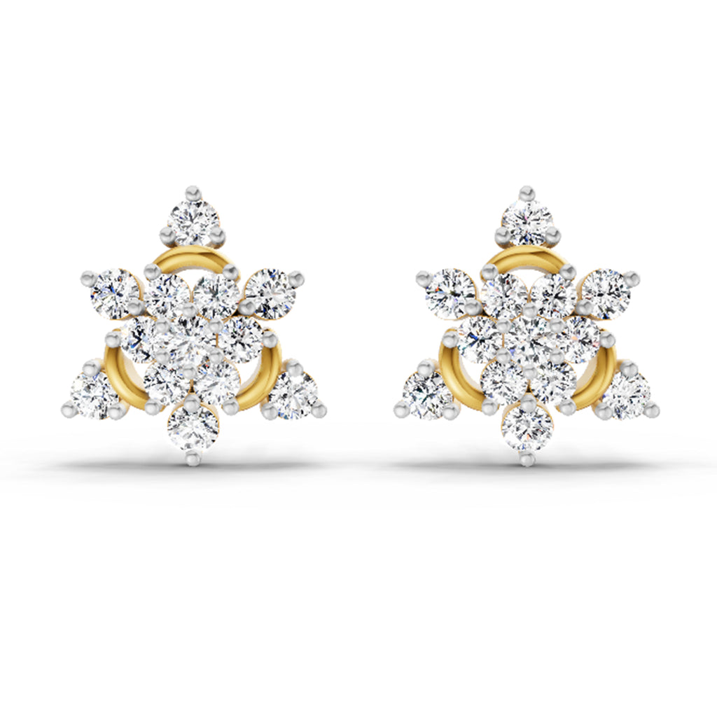 1.17 Carat Round Flower Earrings 14K