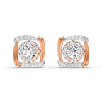 1.48 Carat Round Halo Stud Earrings 14K - Rose Gold