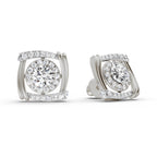 1.48 Carat Round Halo Stud Earrings 14K - White Gold