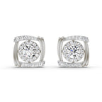 1.48 Carat Round Halo Stud Earrings 14K - White Gold