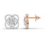 1.78 Carat Round Halo Stud Earrings 14K - Rose Gold