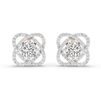 1.78 Carat Round Halo Stud Earrings 14K - Rose Gold