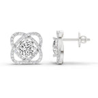 1.78 Carat Round Halo Stud Earrings 14K - White Gold
