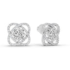 1.78 Carat Round Halo Stud Earrings 14K - White Gold