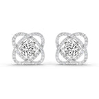 1.78 Carat Round Halo Stud Earrings 14K - White Gold
