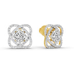 1.78 Carat Round Halo Stud Earrings 14K