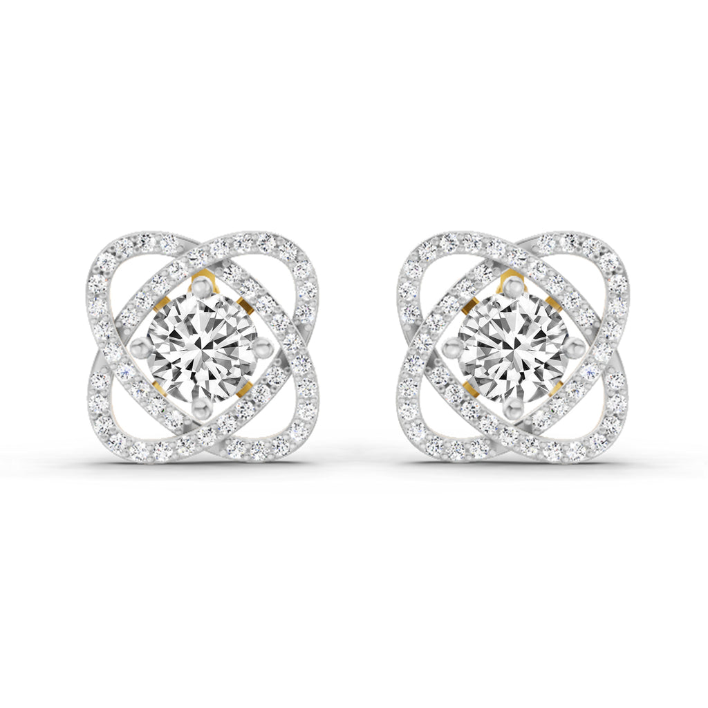 1.78 Carat Round Halo Stud Earrings 14K
