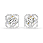 1.78 Carat Round Halo Stud Earrings 14K