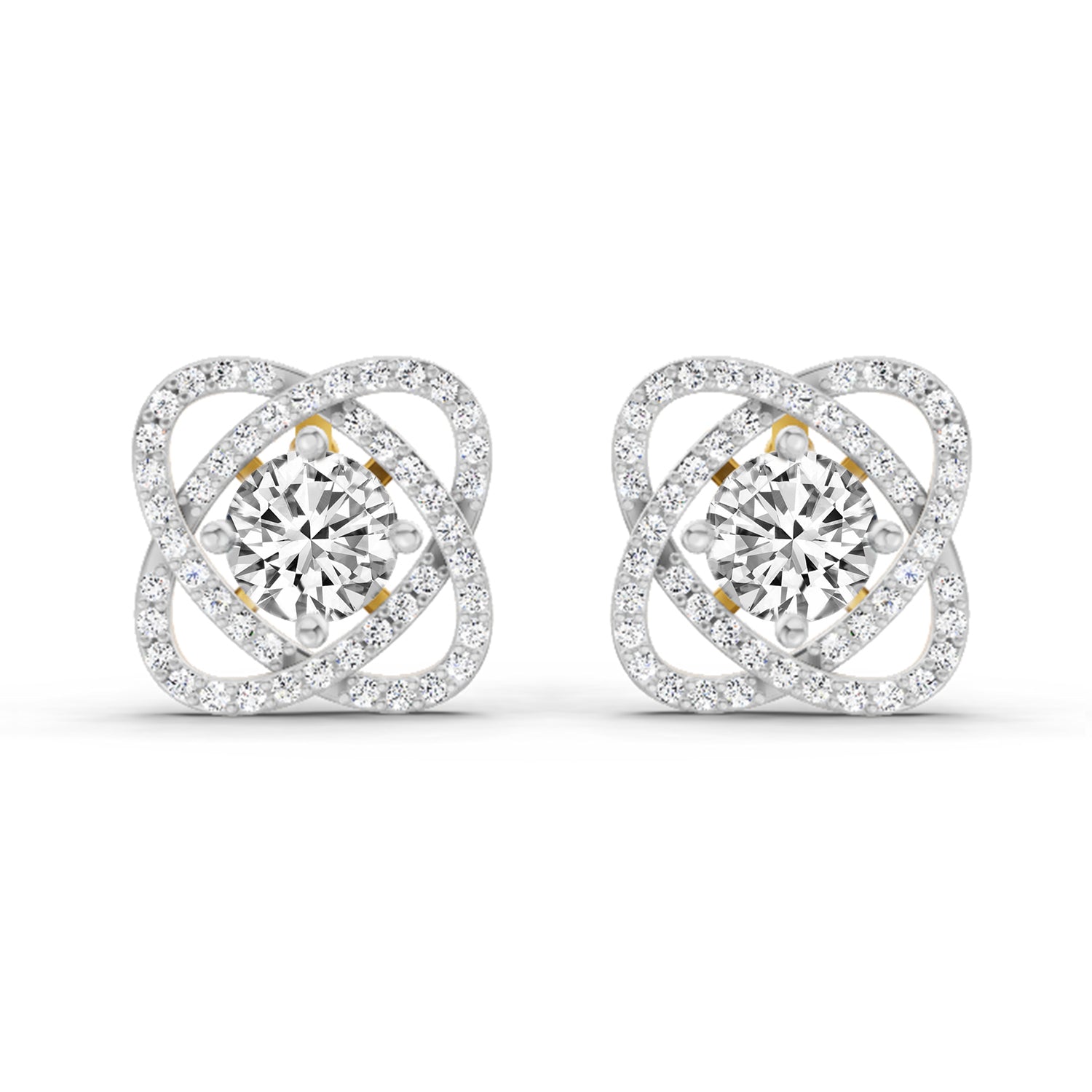 1.78 Carat Round Halo Stud Earrings 14K