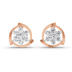 1.11 Carat Round Flower Stud Earrings 14K - Rose Gold