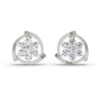 1.11 Carat Round Flower Stud Earrings 14K - White Gold
