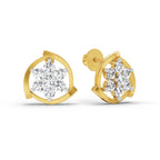 1.11 Carat Round Flower Stud Earrings 14K