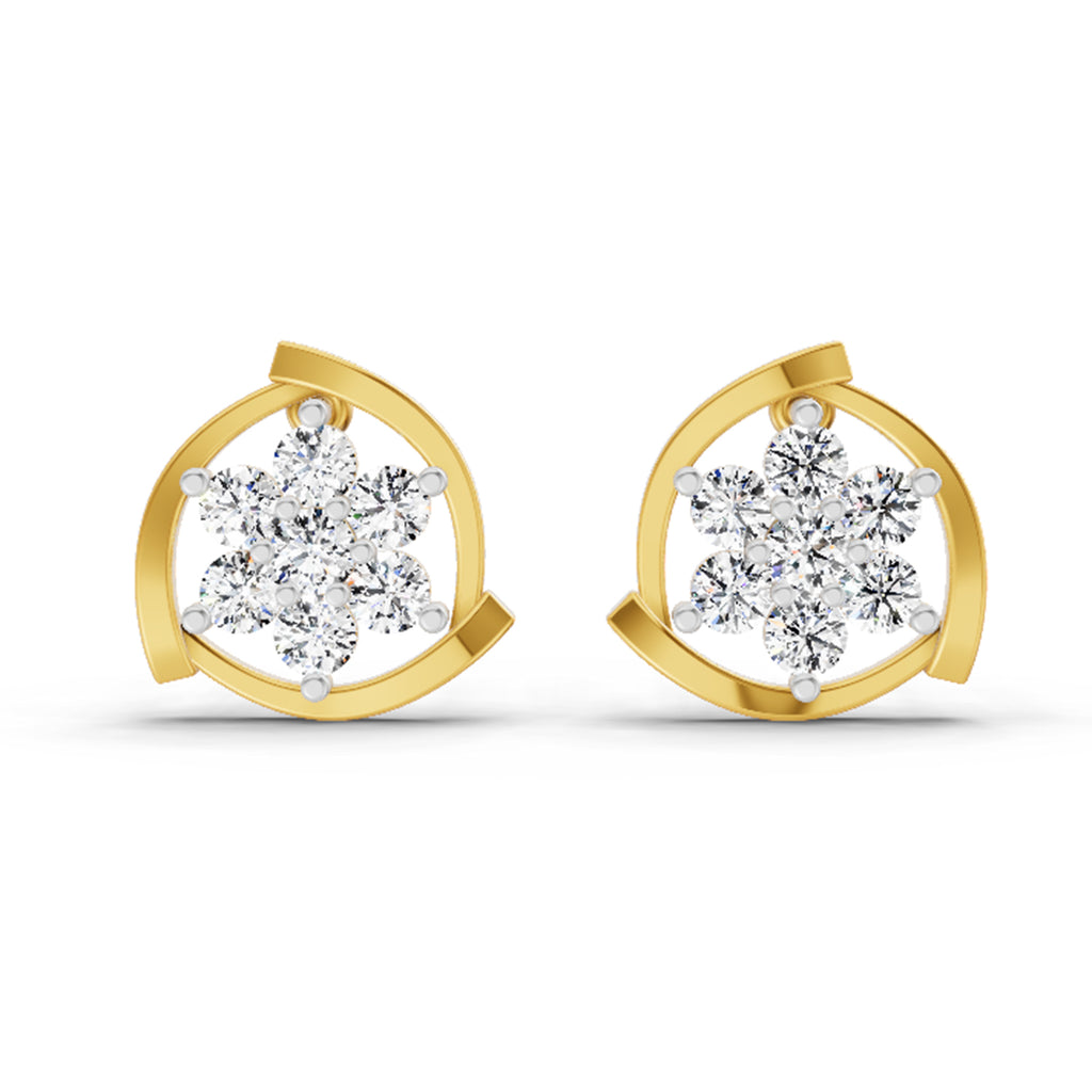 1.11 Carat Round Flower Stud Earrings 14K