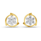 1.11 Carat Round Flower Stud Earrings 14K
