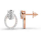 1.73 Carat Oval Halo Stud Diamond Earrings 14K - Rose Gold