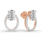 1.73 Carat Oval Halo Stud Diamond Earrings 14K - Rose Gold