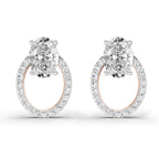 1.73 Carat Oval Halo Stud Diamond Earrings 14K - Rose Gold
