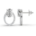 1.73 Carat Oval Halo Stud Diamond Earrings 14K - White Gold