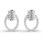 1.73 Carat Oval Halo Stud Diamond Earrings 14K - White Gold