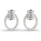 1.73 Carat Oval Halo Stud Diamond Earrings 14K